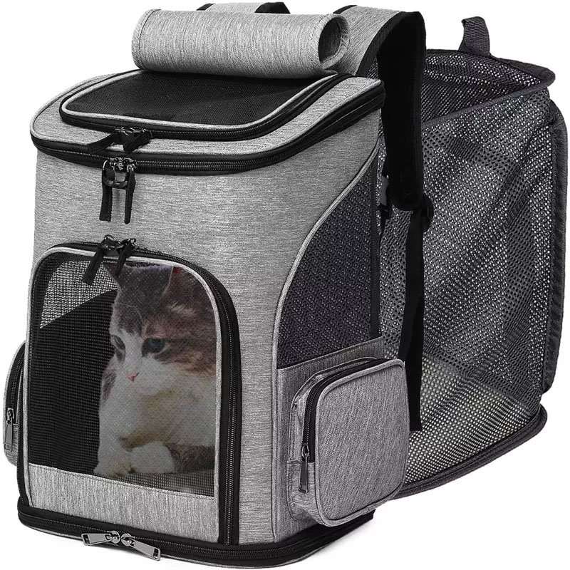 Double Layer Cat Carrier Backpack Puppy Removable Bag for 2 Cats  Collapsible Pet Dual Layers Bags for Small Medium Kitten Dogs