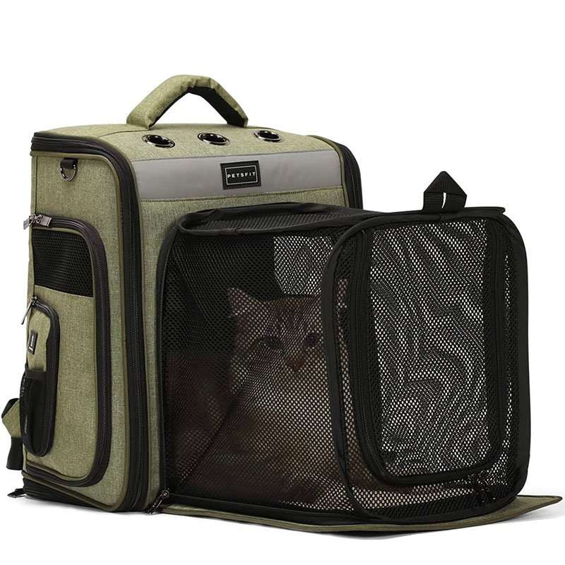 Double Layer Cat Carrier Backpack Puppy Removable Bag for 2 Cats  Collapsible Pet Dual Layers Bags for Small Medium Kitten Dogs