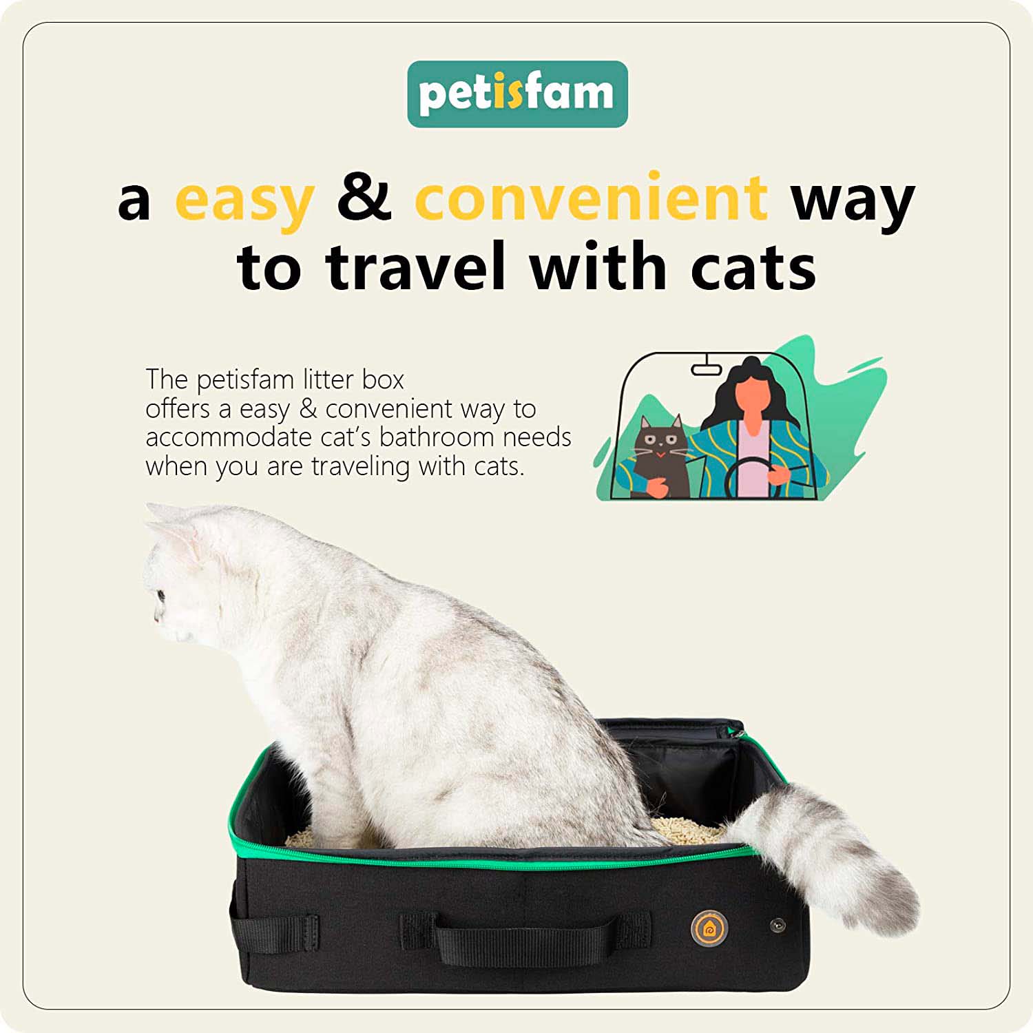 Portable litter box for cats traveling