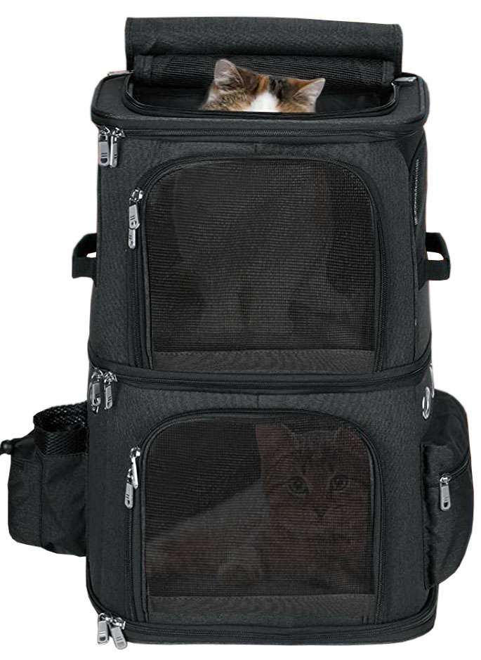 Hovono double-compartment cat backpack carrier for two cats