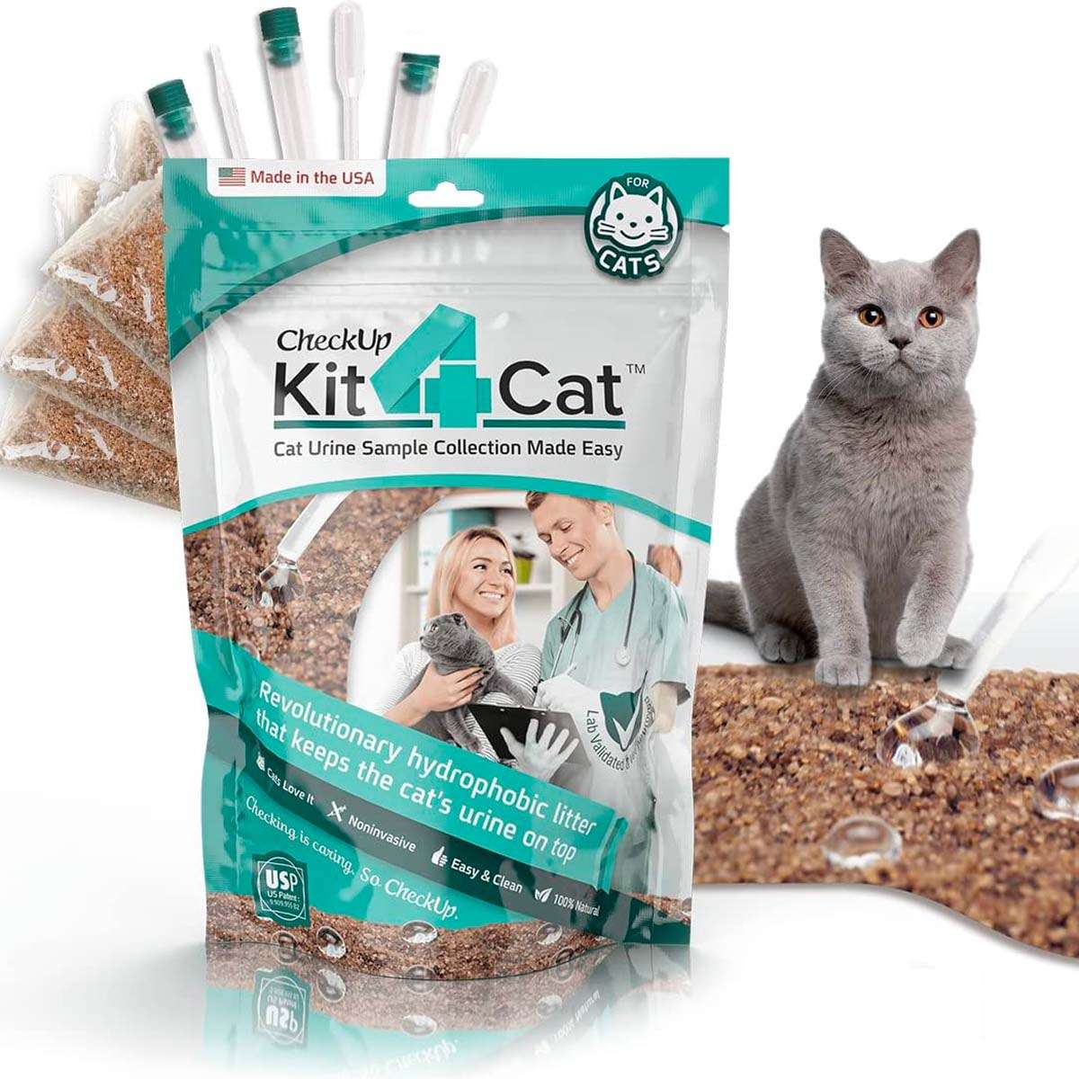 Litière hydrophobe pour chat KIT4CAT : Kit de collecte d'urine de chat